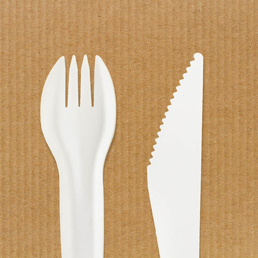 Paper cutlery set fork knife and napkin for takeaway and catering