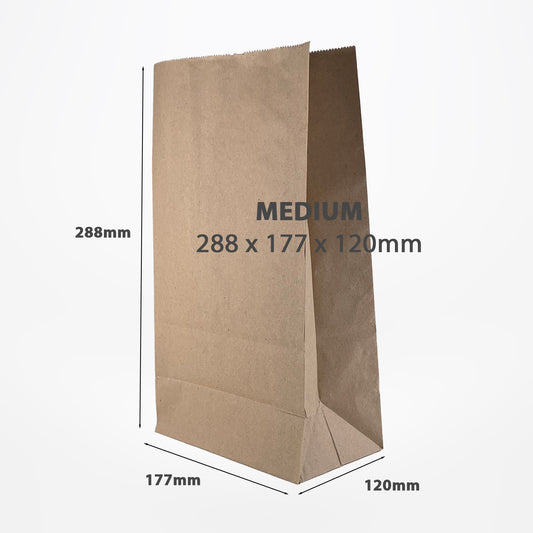 medium brown paper bag sizes dimensions