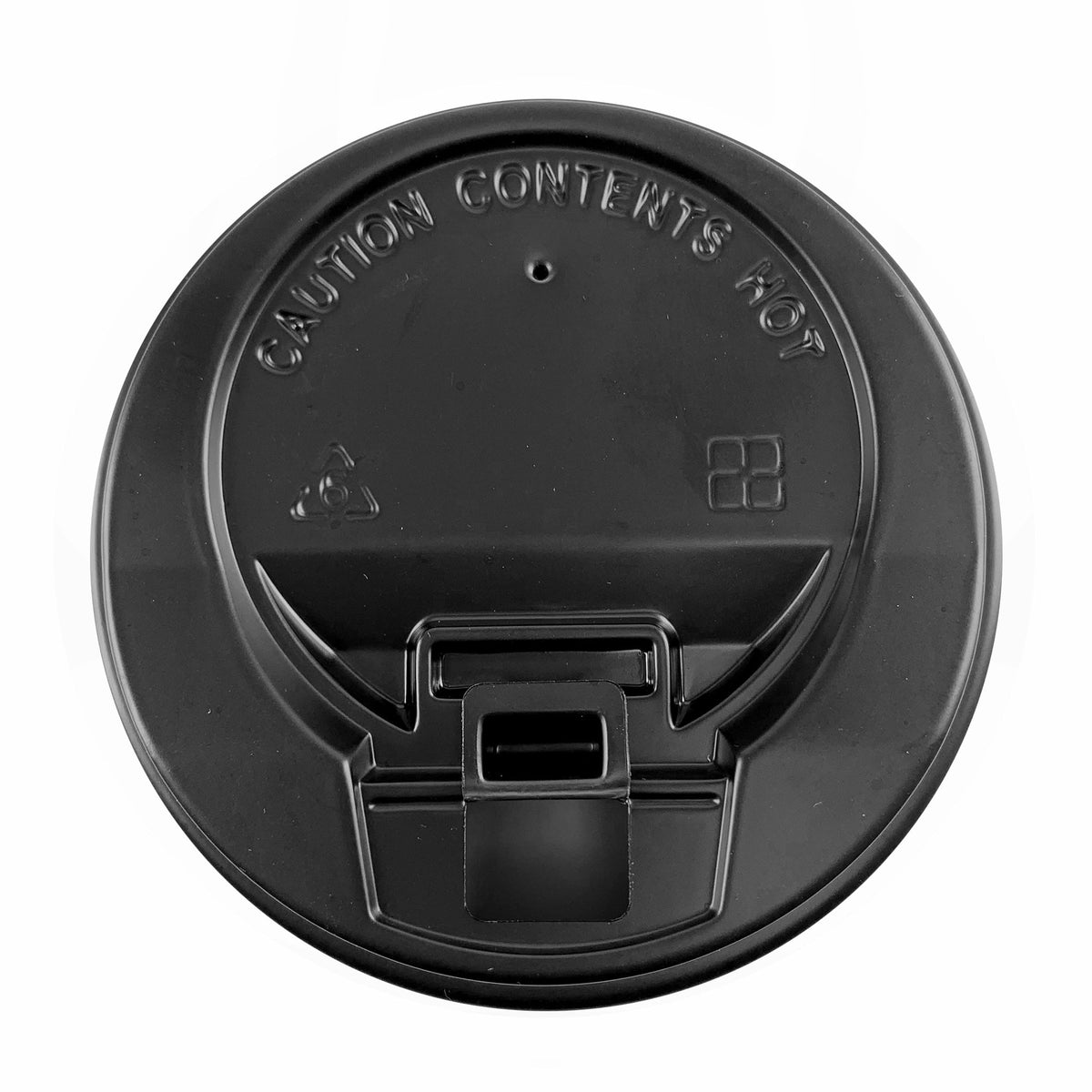 white coffee cup lid black