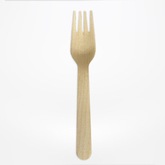 Disposable wooden fork cutlery for takeaway catering