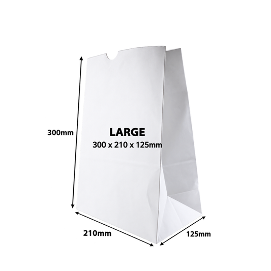 Takeaway SOS paper bags size scale
