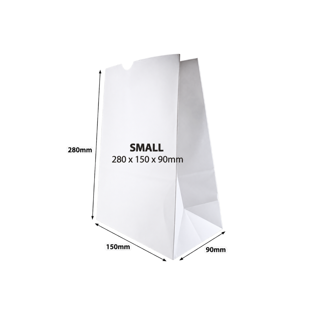 SOS takeaway paper bags white scale marking