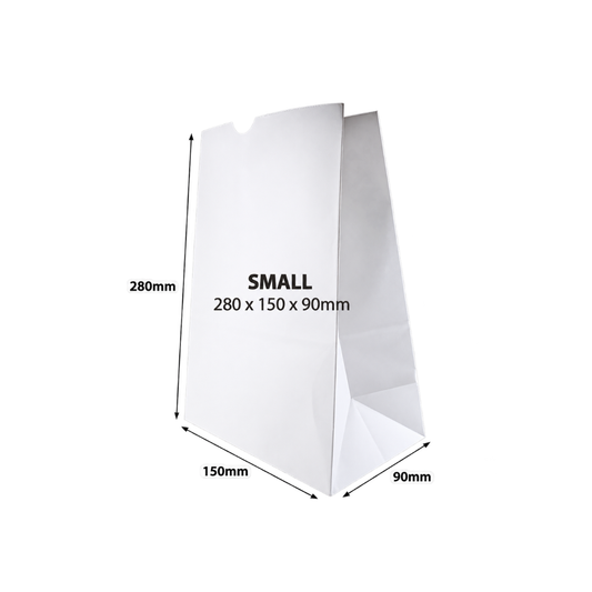 SOS takeaway paper bags white scale marking